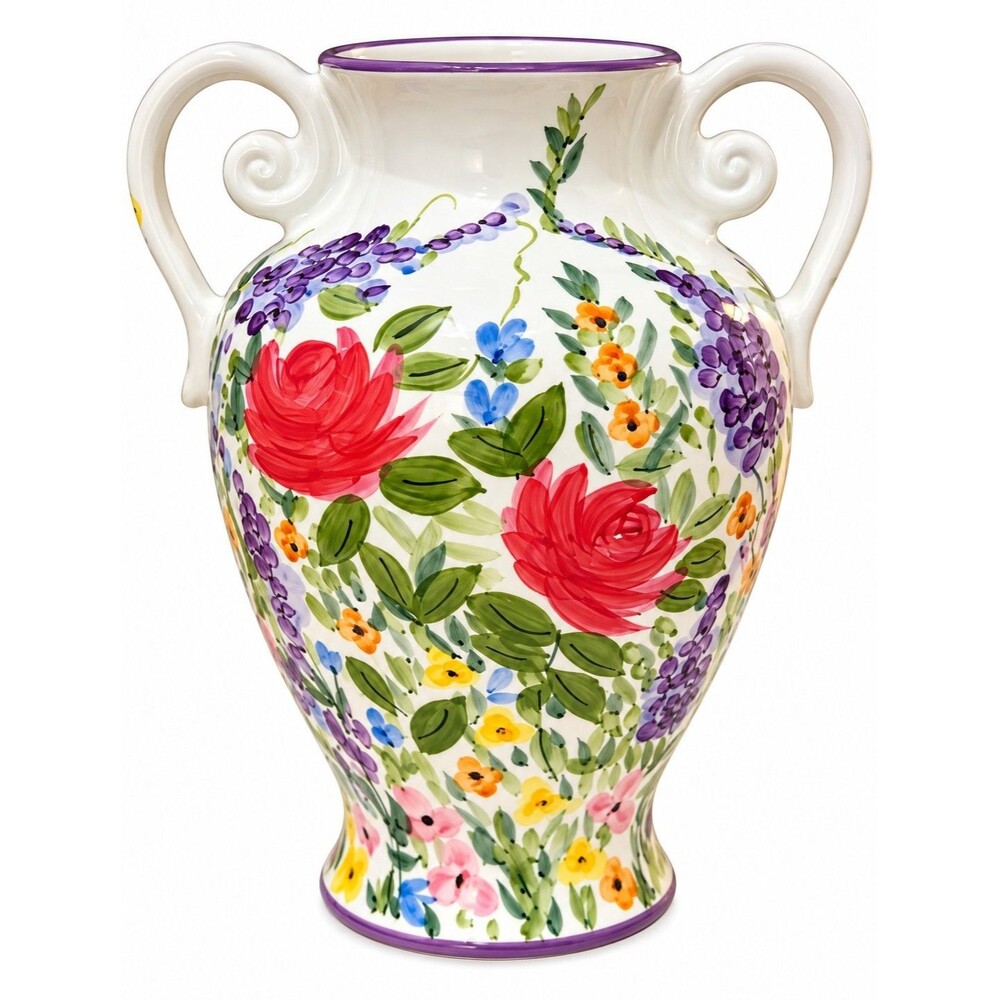 Tabletops Unlimite Yd Fantasy Garden Ceramic Floral Vase w/ Handles, Don Swanson